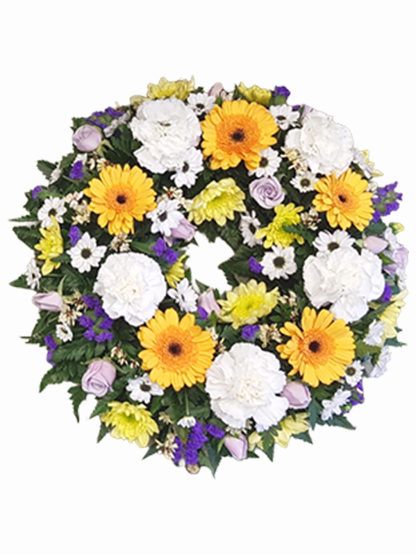 Lemon,White & Purple Wreath