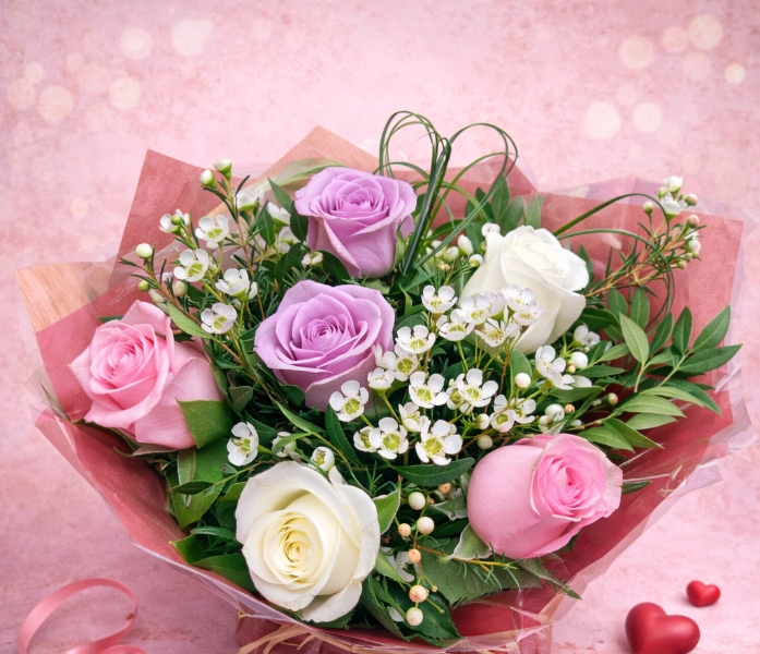 Valentine's Pastel Rose Handtied