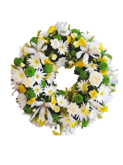 Lemon, White & Green Wreath