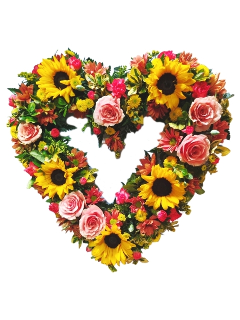 Rustic Sunflower Open Heart